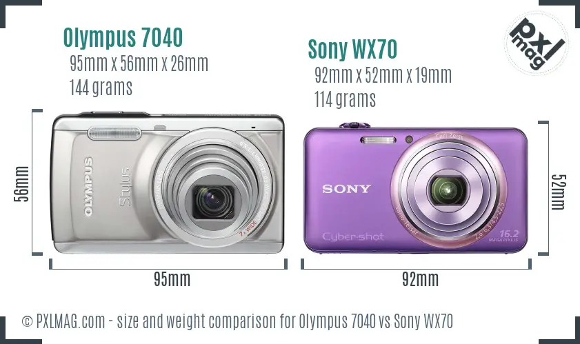 Olympus 7040 vs Sony WX70 size comparison