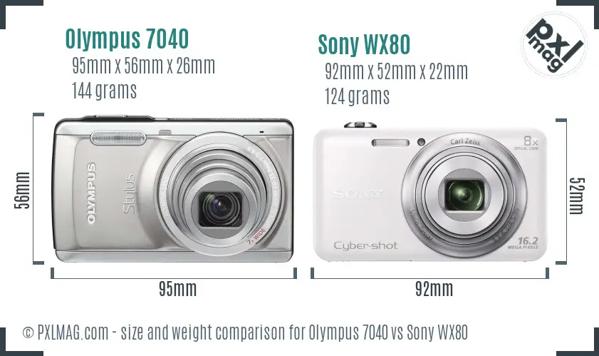 Olympus 7040 vs Sony WX80 size comparison Olympus 7040 vs Sony WX80 size comparison