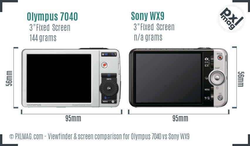 Olympus 7040 vs Sony WX9 Screen and Viewfinder comparison