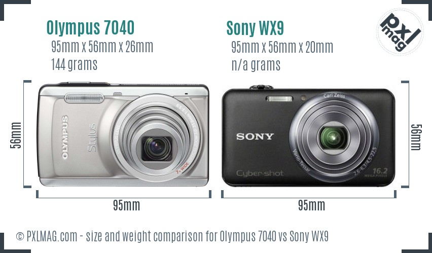 Olympus 7040 vs Sony WX9 size comparison Olympus 7040 vs Sony WX9 size comparison