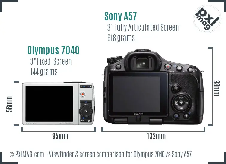 Olympus 7040 vs Sony A57 Screen and Viewfinder comparison