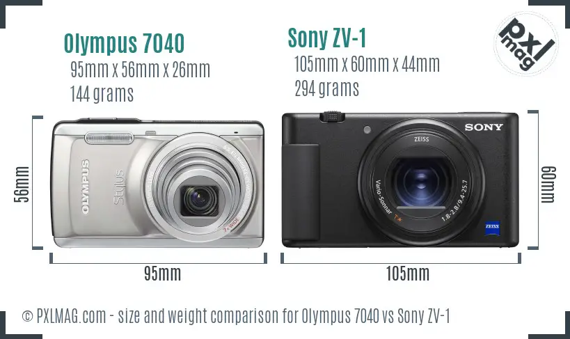Olympus 7040 vs Sony ZV-1 size comparison Olympus 7040 vs Sony ZV-1 size comparison
