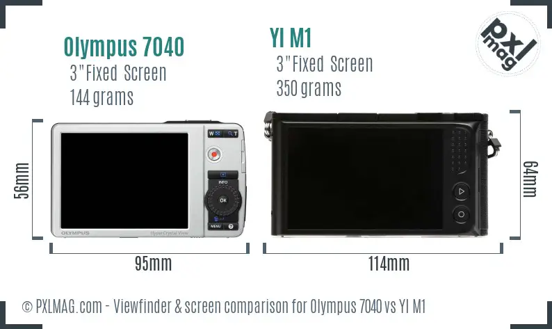 Olympus 7040 vs YI M1 Screen and Viewfinder comparison