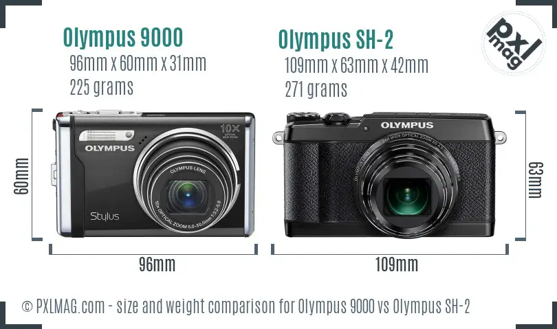 Olympus 9000 vs Olympus SH-2 size comparison