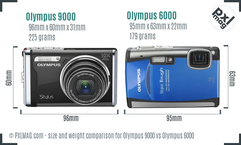 Olympus 9000 vs Olympus 6000 size comparison