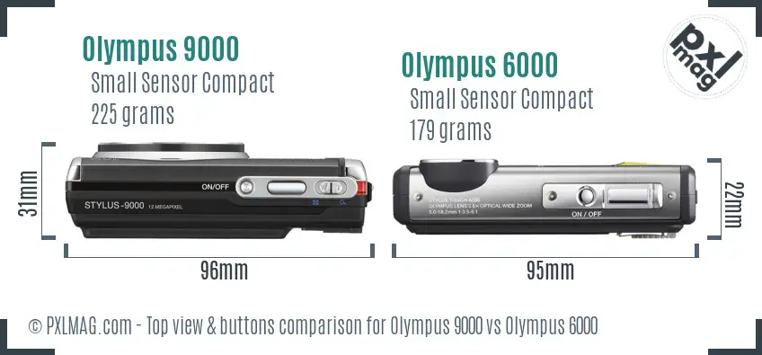 Olympus 9000 vs Olympus 6000 top view buttons comparison
