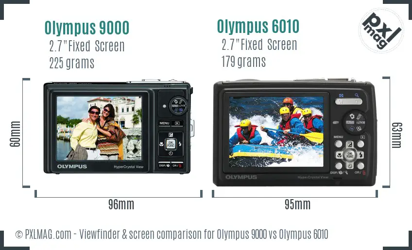 Olympus 9000 vs Olympus 6010 Screen and Viewfinder comparison