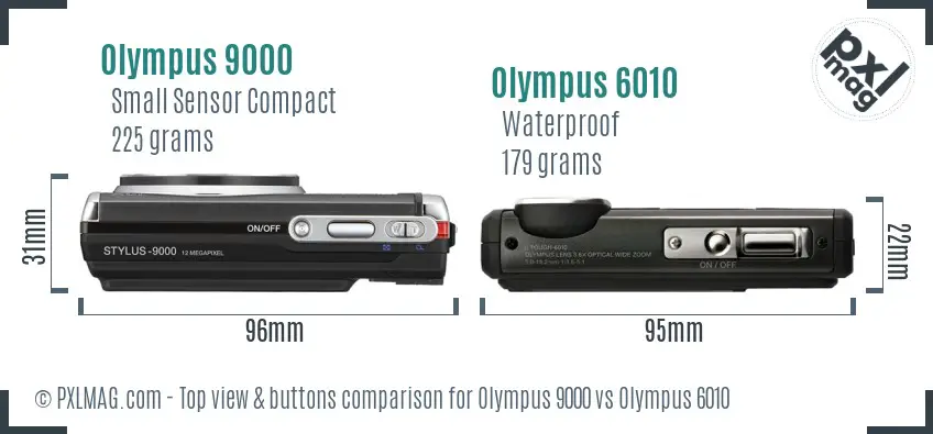 Olympus 9000 vs Olympus 6010 top view buttons comparison