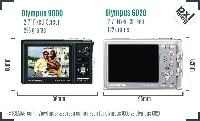 Olympus 9000 vs Olympus 6020 Screen and Viewfinder comparison