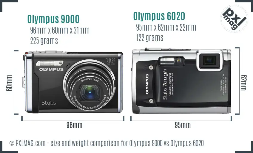 Olympus 9000 vs Olympus 6020 size comparison