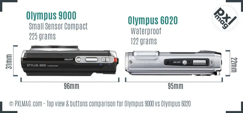 Olympus 9000 vs Olympus 6020 top view buttons comparison