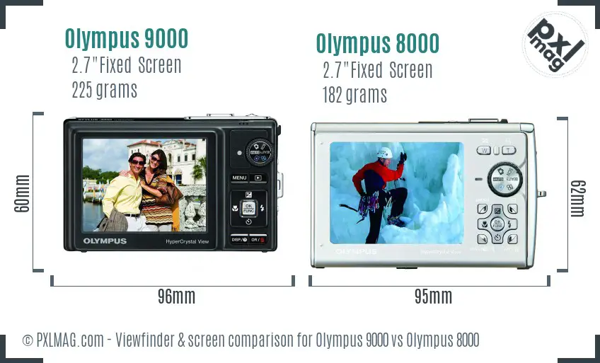 Olympus 9000 vs Olympus 8000 Screen and Viewfinder comparison