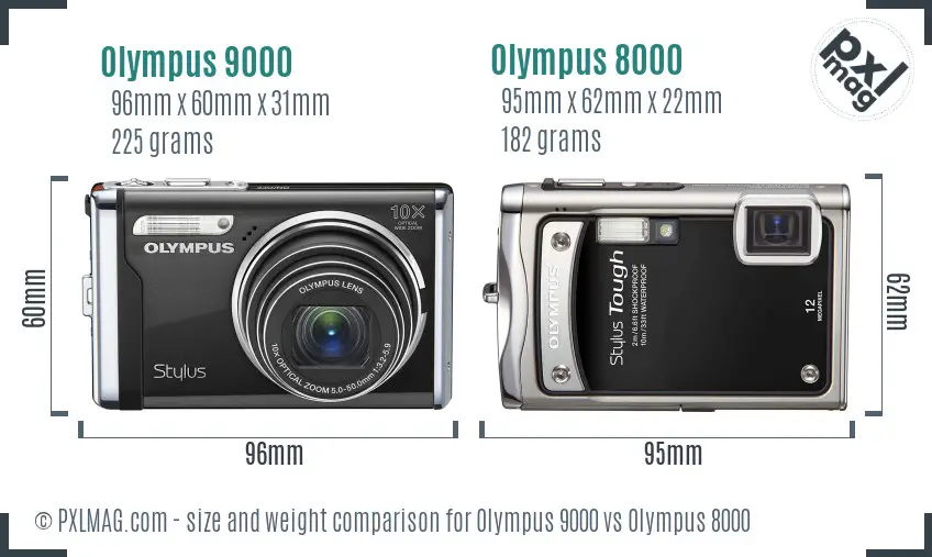 Olympus 9000 vs Olympus 8000 size comparison