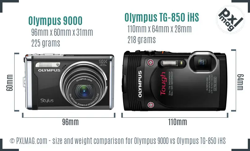 Olympus 9000 vs Olympus TG-850 iHS size comparison