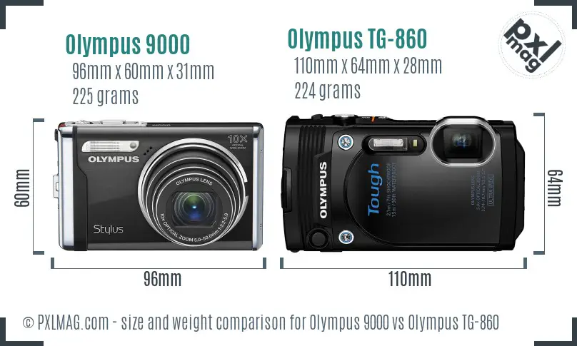 Olympus 9000 vs Olympus TG-860 size comparison