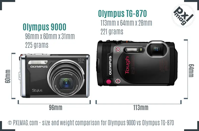 Olympus 9000 vs Olympus TG-870 size comparison