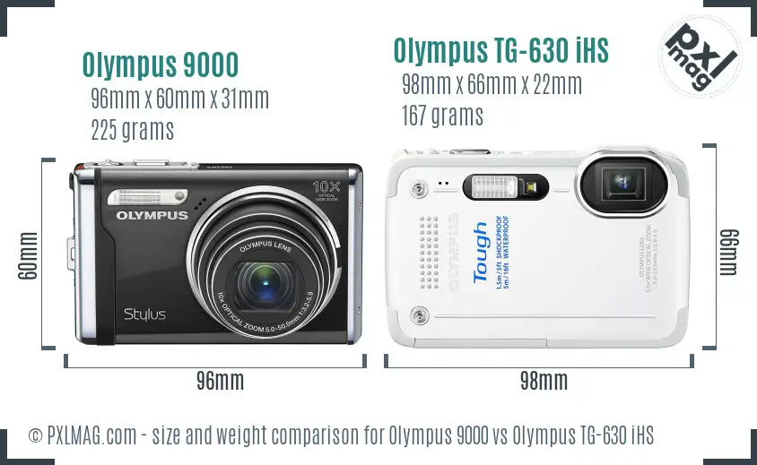 Olympus 9000 vs Olympus TG-630 iHS size comparison