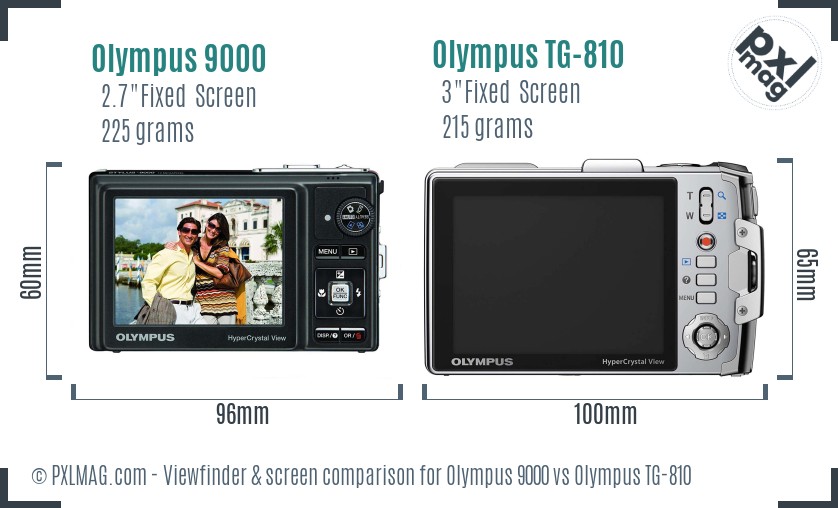 Olympus 9000 vs Olympus TG-810 Screen and Viewfinder comparison