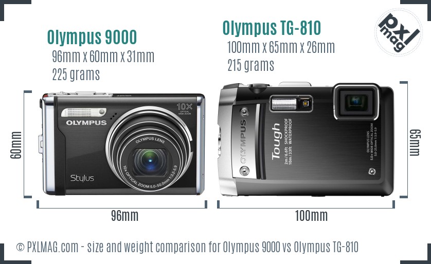 Olympus 9000 vs Olympus TG-810 size comparison