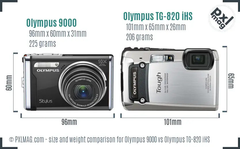 Olympus 9000 vs Olympus TG-820 iHS size comparison