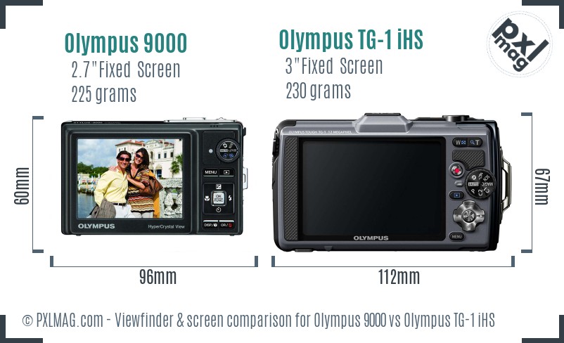 Olympus 9000 vs Olympus TG-1 iHS Screen and Viewfinder comparison