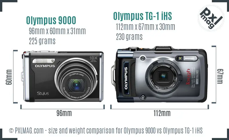 Olympus 9000 vs Olympus TG-1 iHS size comparison
