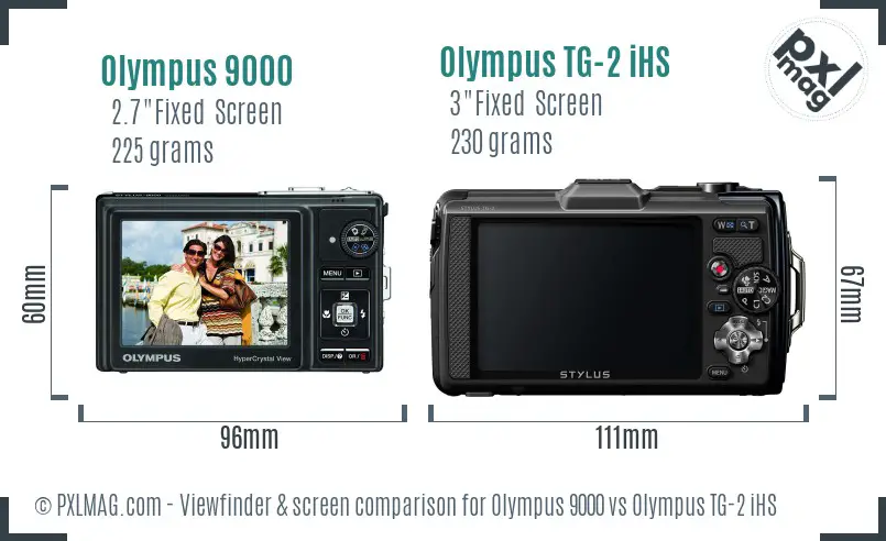 Olympus 9000 vs Olympus TG-2 iHS Screen and Viewfinder comparison