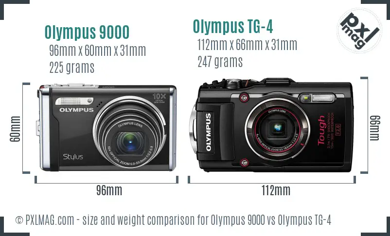 Olympus 9000 vs Olympus TG-4 size comparison