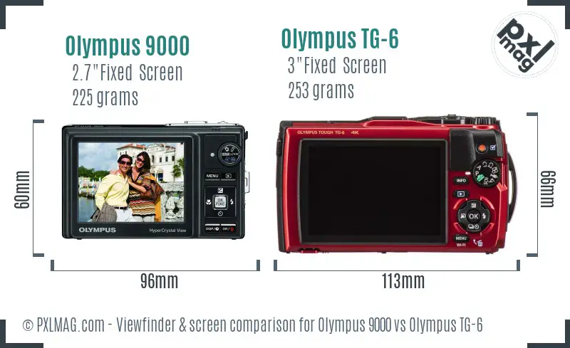 Olympus 9000 vs Olympus TG-6 Screen and Viewfinder comparison