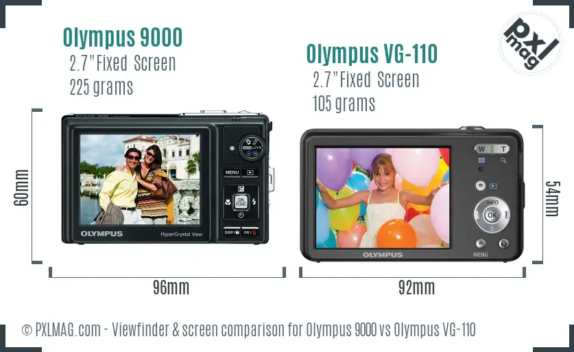 Olympus 9000 vs Olympus VG-110 Screen and Viewfinder comparison