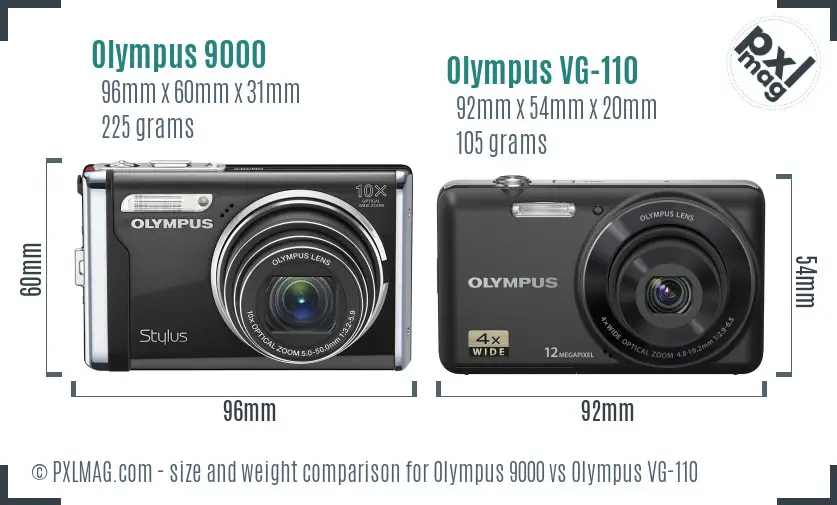 Olympus 9000 vs Olympus VG-110 size comparison