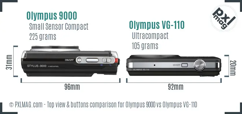 Olympus 9000 vs Olympus VG-110 top view buttons comparison