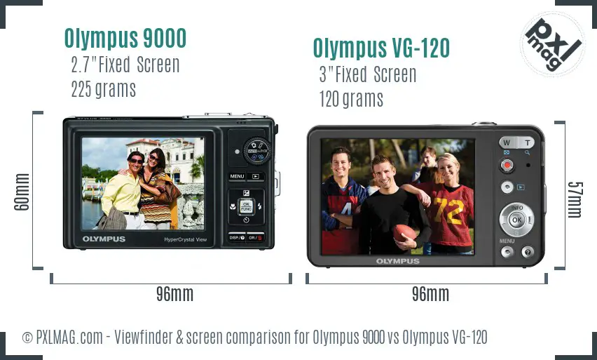Olympus 9000 vs Olympus VG-120 Screen and Viewfinder comparison