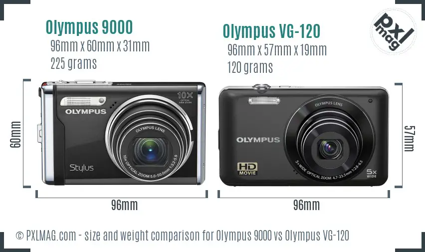 Olympus 9000 vs Olympus VG-120 size comparison