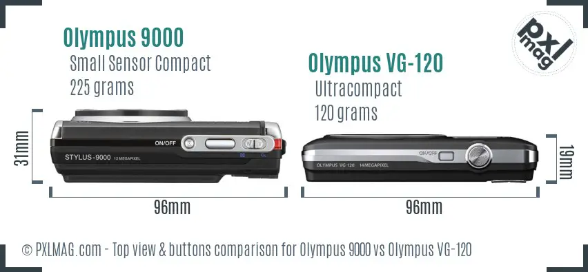 Olympus 9000 vs Olympus VG-120 top view buttons comparison