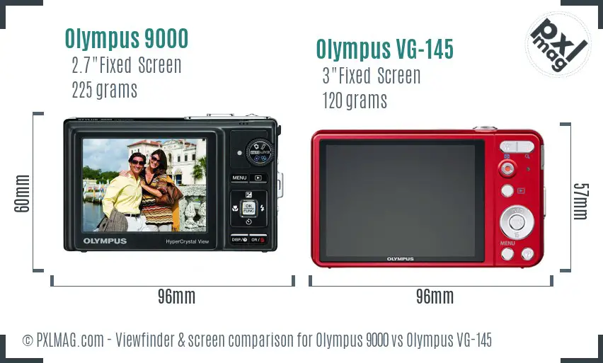 Olympus 9000 vs Olympus VG-145 Screen and Viewfinder comparison