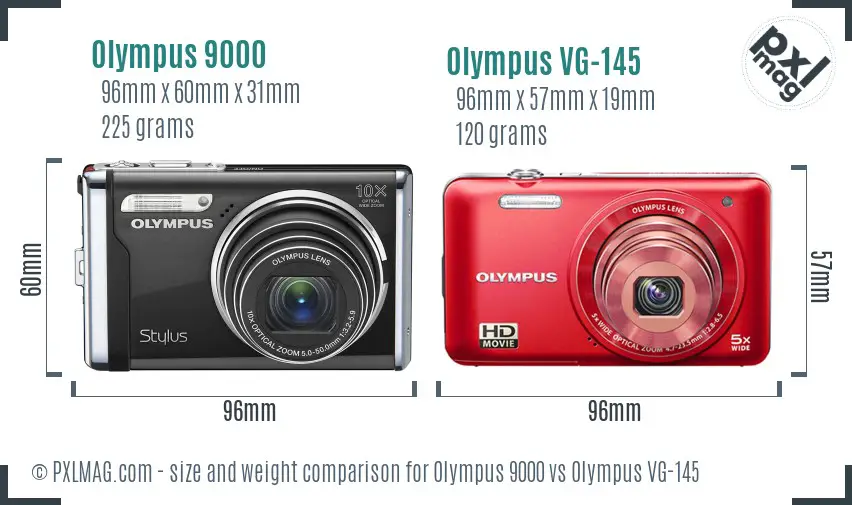 Olympus 9000 vs Olympus VG-145 size comparison