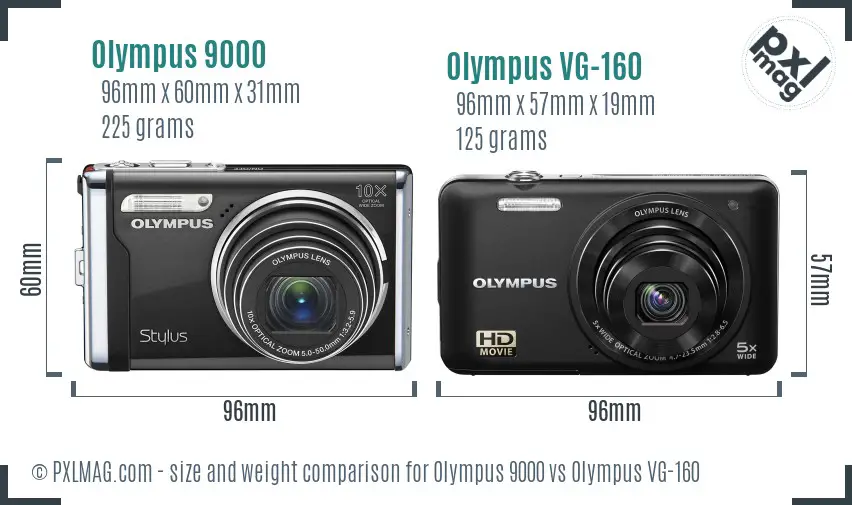 Olympus 9000 vs Olympus VG-160 size comparison