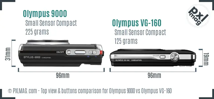 Olympus 9000 vs Olympus VG-160 top view buttons comparison
