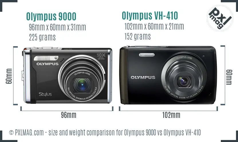 Olympus 9000 vs Olympus VH-410 size comparison