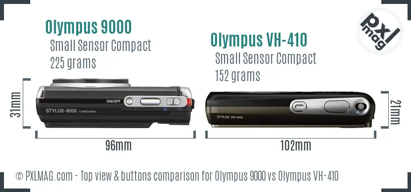 Olympus 9000 vs Olympus VH-410 top view buttons comparison