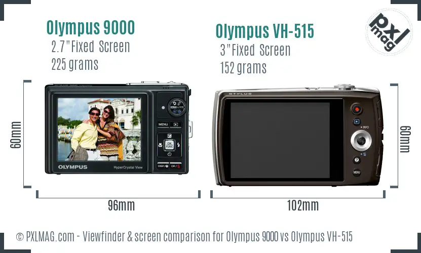 Olympus 9000 vs Olympus VH-515 Screen and Viewfinder comparison