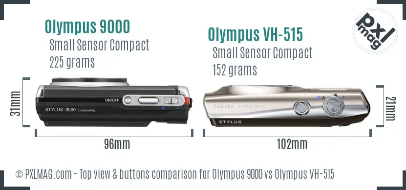 Olympus 9000 vs Olympus VH-515 top view buttons comparison
