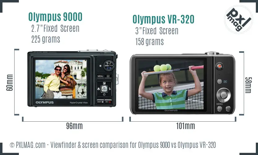 Olympus 9000 vs Olympus VR-320 Screen and Viewfinder comparison