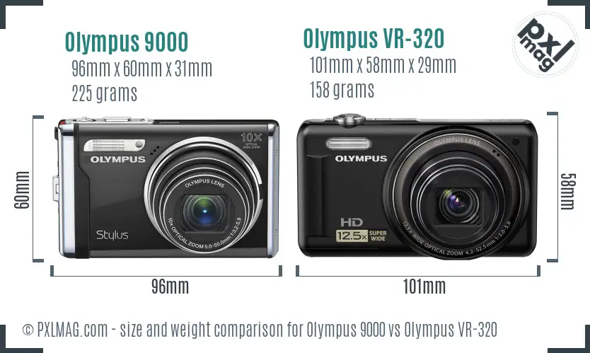 Olympus 9000 vs Olympus VR-320 size comparison