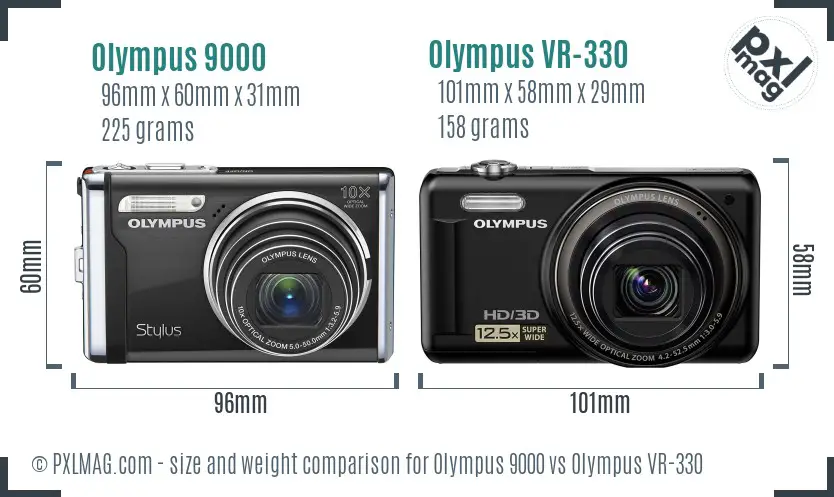 Olympus 9000 vs Olympus VR-330 size comparison