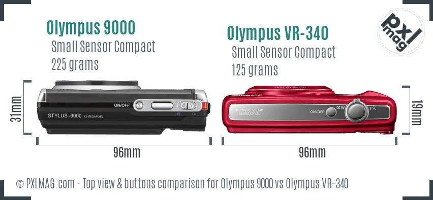 Olympus 9000 vs Olympus VR-340 top view buttons comparison