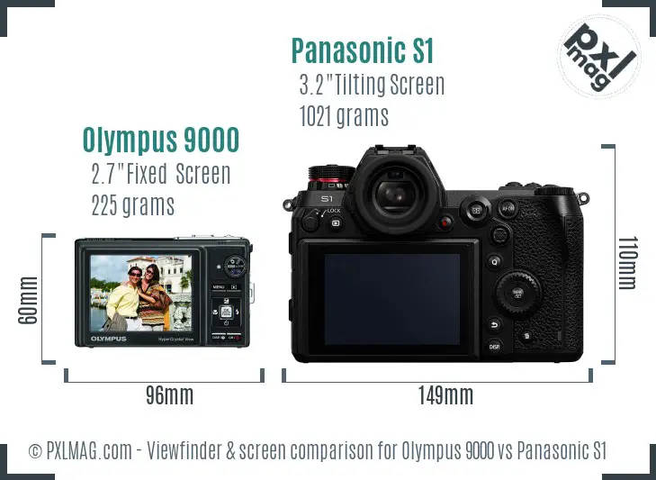 Olympus 9000 vs Panasonic S1 Screen and Viewfinder comparison