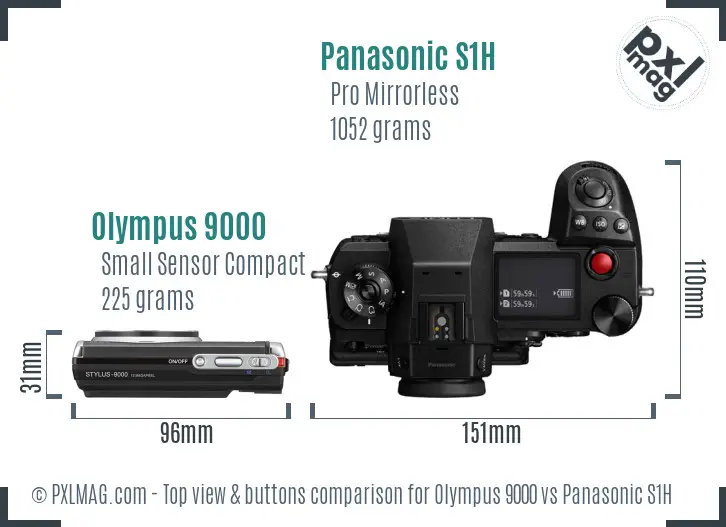 Olympus 9000 vs Panasonic S1H top view buttons comparison