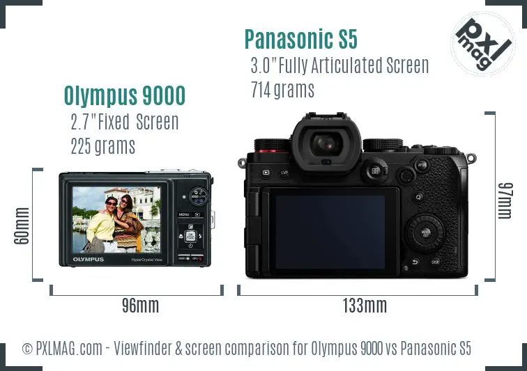 Olympus 9000 vs Panasonic S5 Screen and Viewfinder comparison